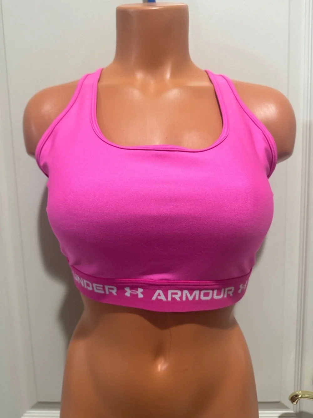 UNDER ARMOUR Cross Back Mid Sports Compression Bra Pink XL $35 EUC KL